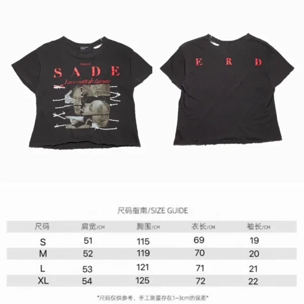 Design Sade x Les Criminels de l'Amour Graphic Cropped T-Shirt Black T-Shirts - 1