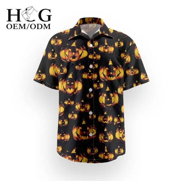 Design HCG Halloween Pumpkin Print Black Short-Sleeve Shirt - 1