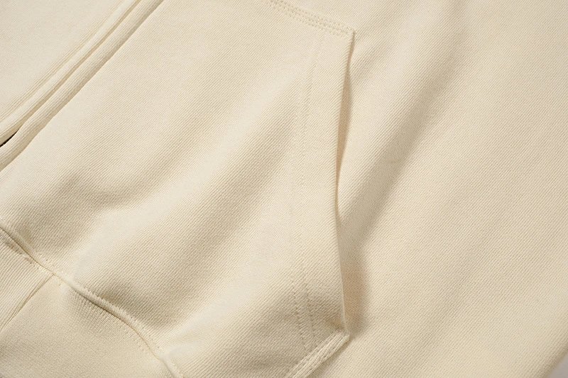 Design Zip-Up Hoodie Beige Hoodie - 7