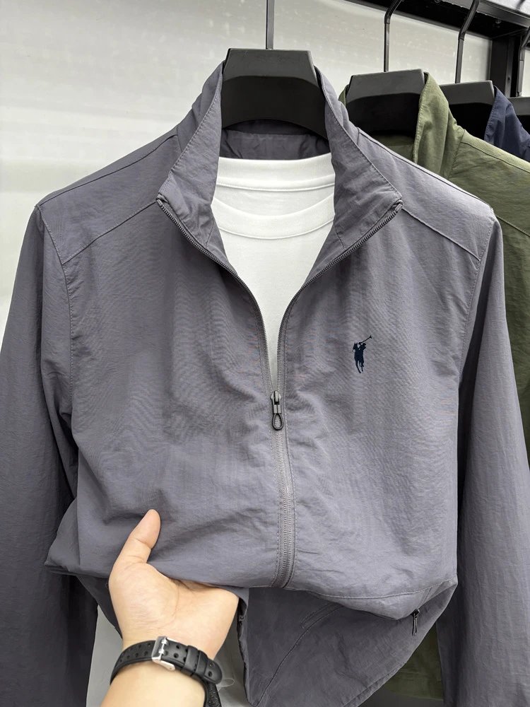 Design Fleece-Lined Windbreaker Gray Jacket Outerwear - 19