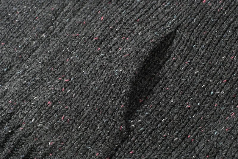 Design Knit Zip-Up Hoodie Charcoal Gray Sweater - 7
