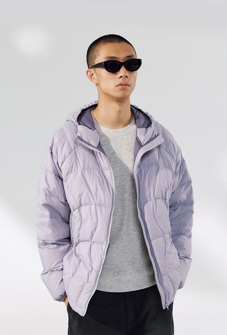 Design Quilted Hooded Puffer Jacket Black Down Jacket - 40