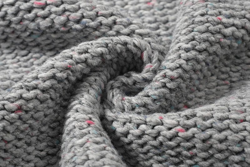 Design Knit Zip-Up Hoodie Charcoal Gray Sweater - 17