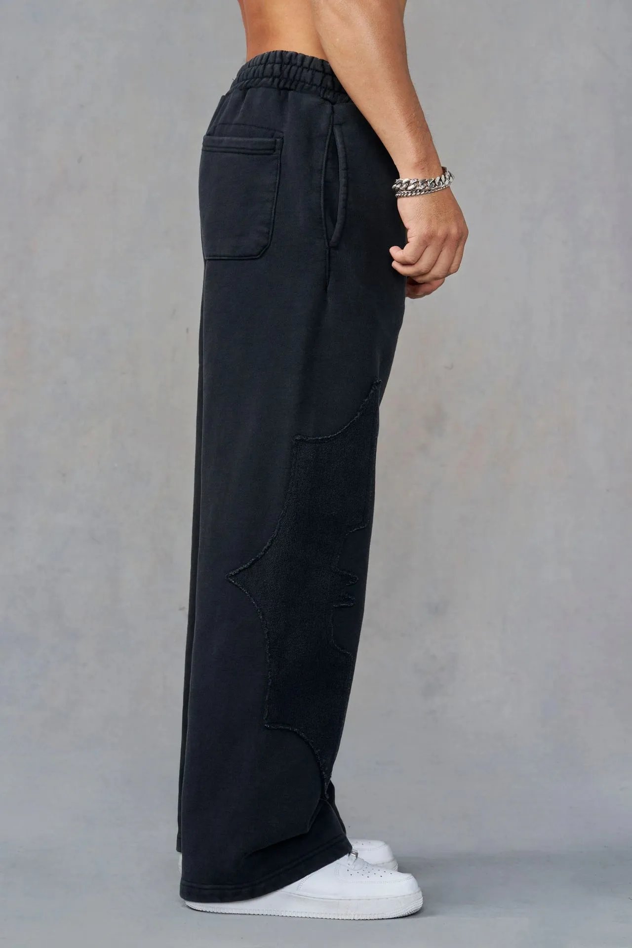 Design YOUNGLA Distressed Batwing Sweatpants Gray Sweatpants - 7