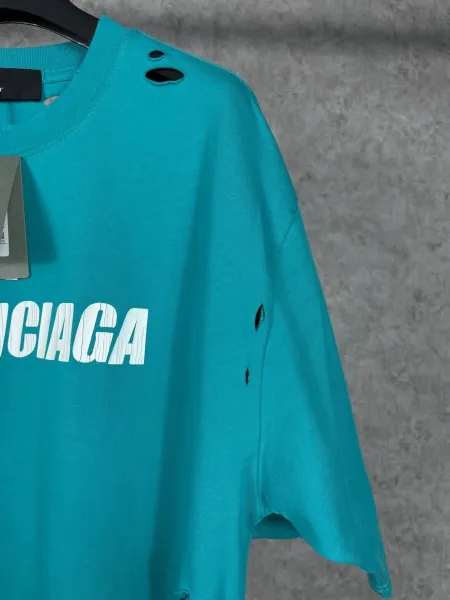 Balenciaga Lenciaga Distressed Oversized T-Shirt White - 15