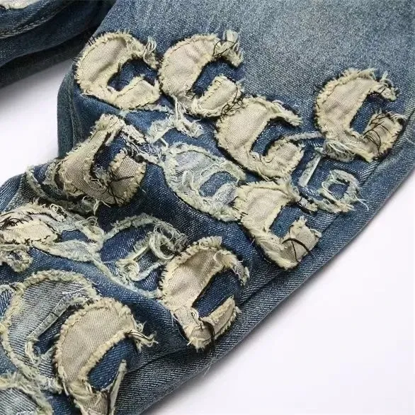 Amiri Embroidered Logo Distressed Slim Fit Jeans - 7