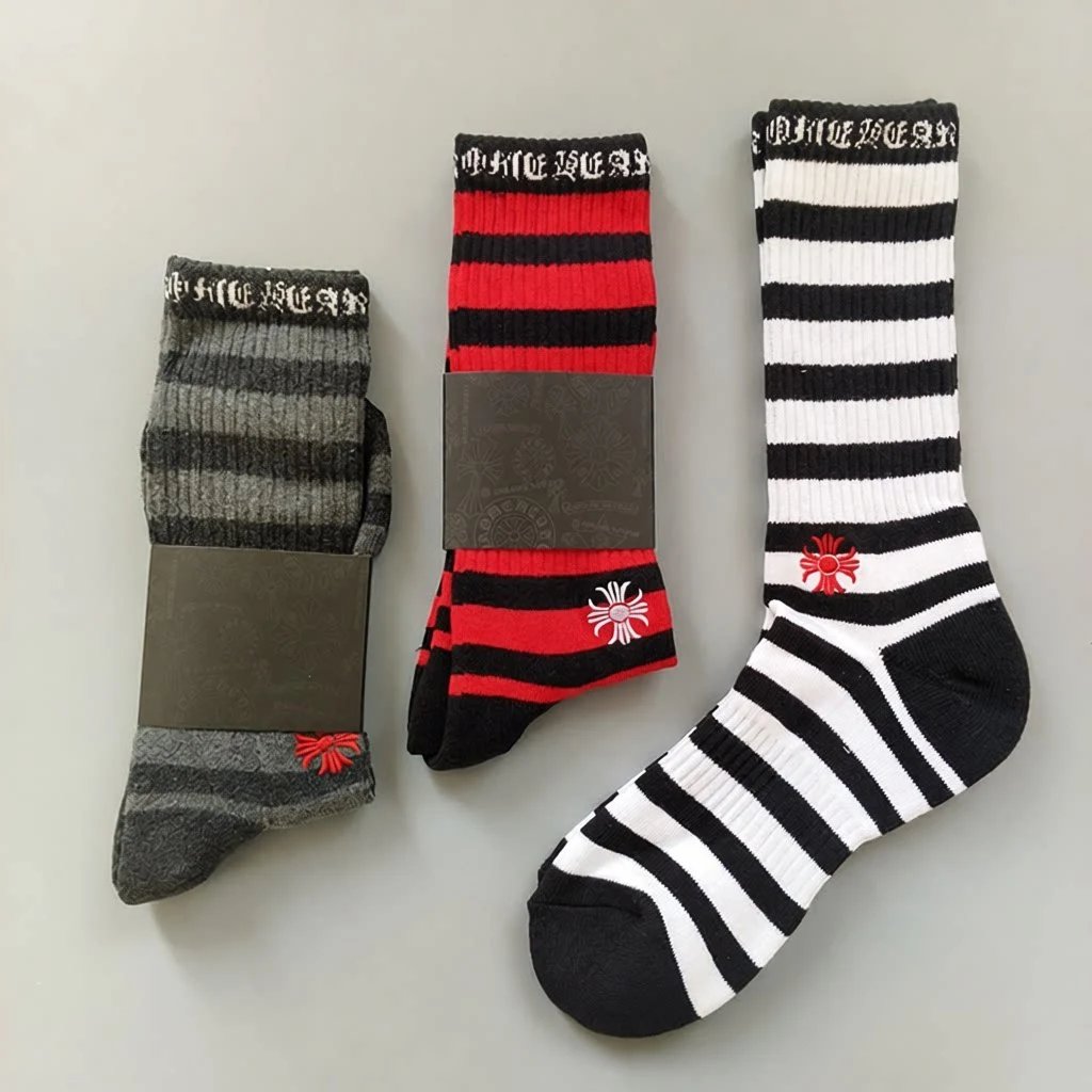 Design FOTI Skeleton Print Red Crew Socks - 3