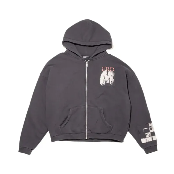 Gallery Dept ERD Graphic Zip-Up Hoodie Charcoal - 1