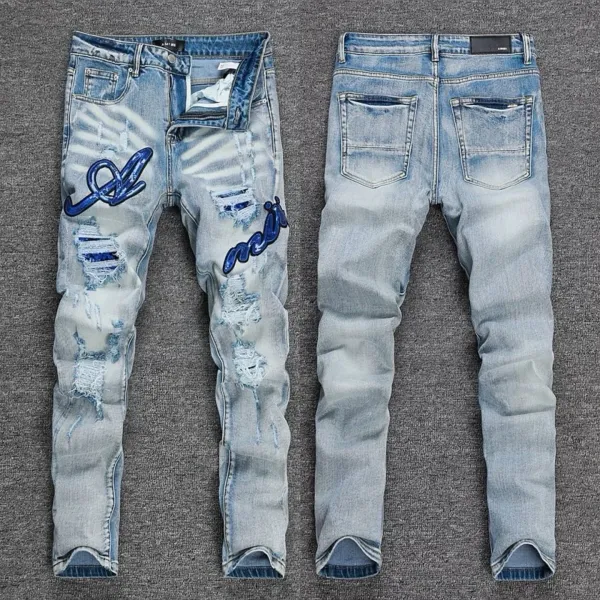 Amiri Embroidered Logo Distressed Slim Fit Jeans - 29