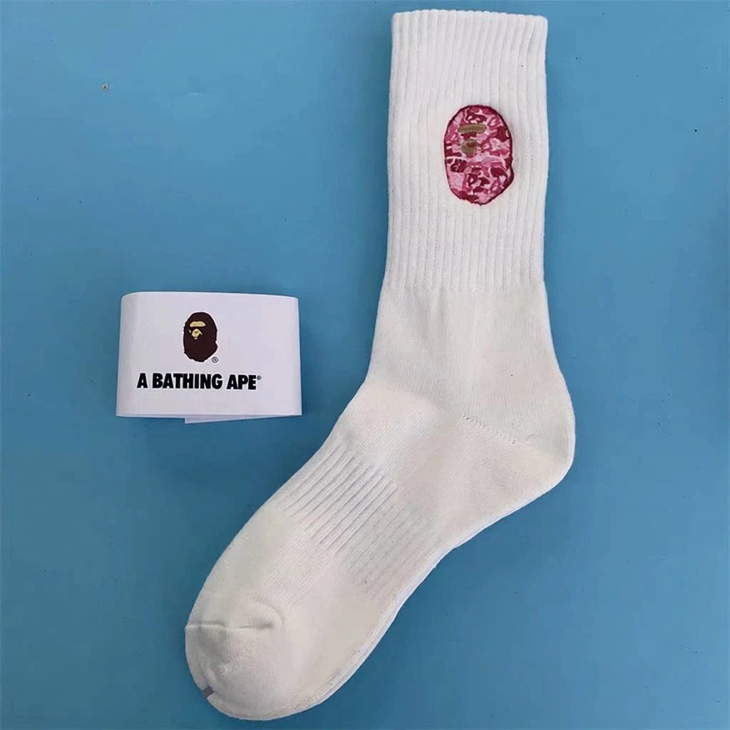 A Bathing Ape Shark Embroidered Socks Beige - 4