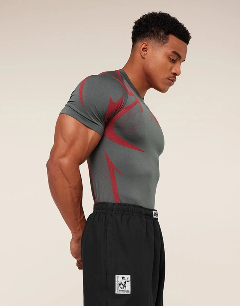 Gymshark Flame Print Compression T-Shirt Black Base Layer - 20