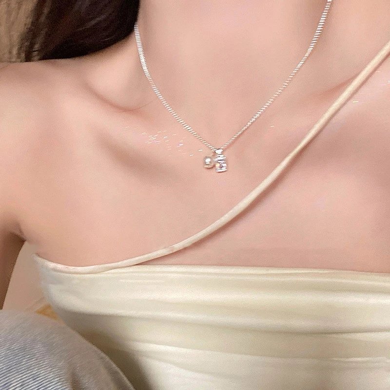 Design Pearl Bead Necklace with Rocking Horse Charm and Matching Ring Set Jewelry - 17