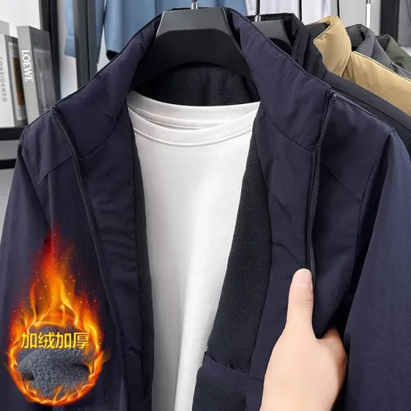 Design Fleece-Lined Windbreaker Navy Jacket Outerwear.windbreaker - 1