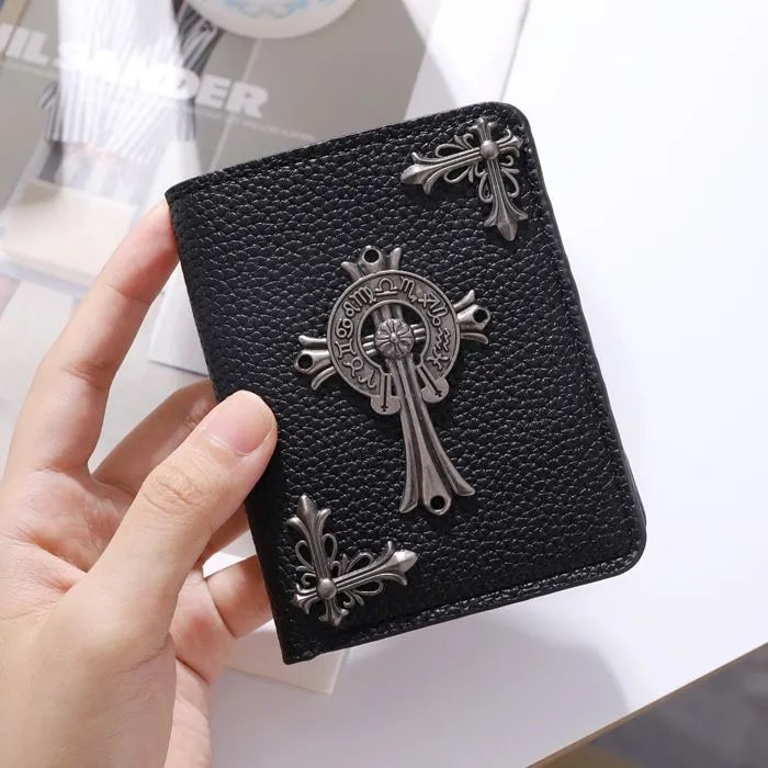 Chrome Hearts Cross Motif Leather Card Holder Black - 6