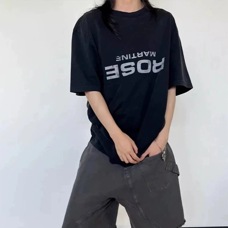 Design Rose Martin T-Shirt Black Washed Oversized Tee T-Shirts - 10