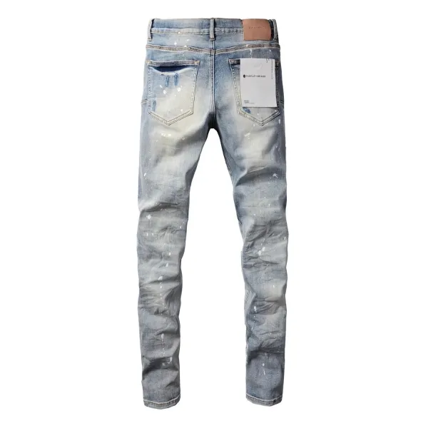Design Abstract Paint Splatter Washed Denim Jeans - 26