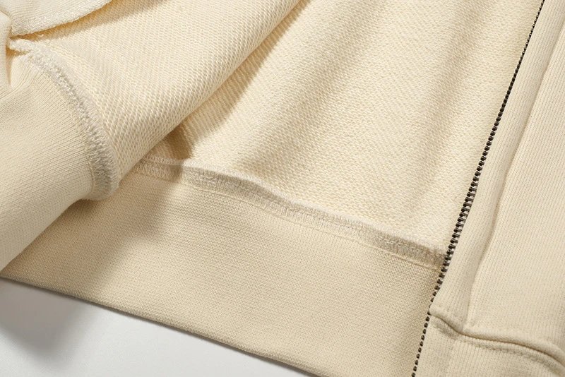 Design Zip-Up Hoodie Beige Hoodie - 8