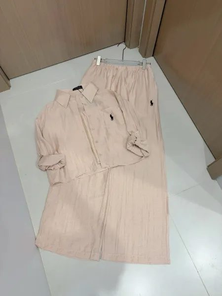 Polo Ralph Lauren Linen Shirt and Pants Set White - 14