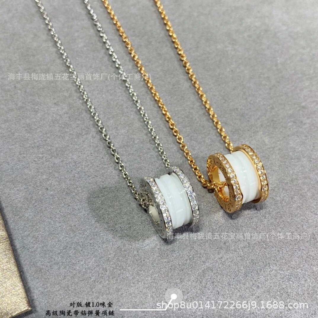 Design Stacking Ring Pendant Necklace with Black Onyx and Pave Diamonds on Gold Chain Jewelry - 12