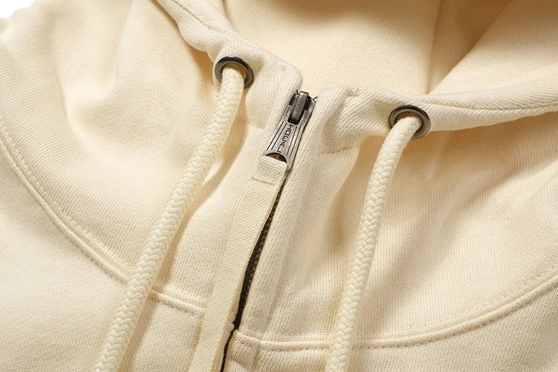 Design Zip-Up Hoodie Beige Hoodie - 4