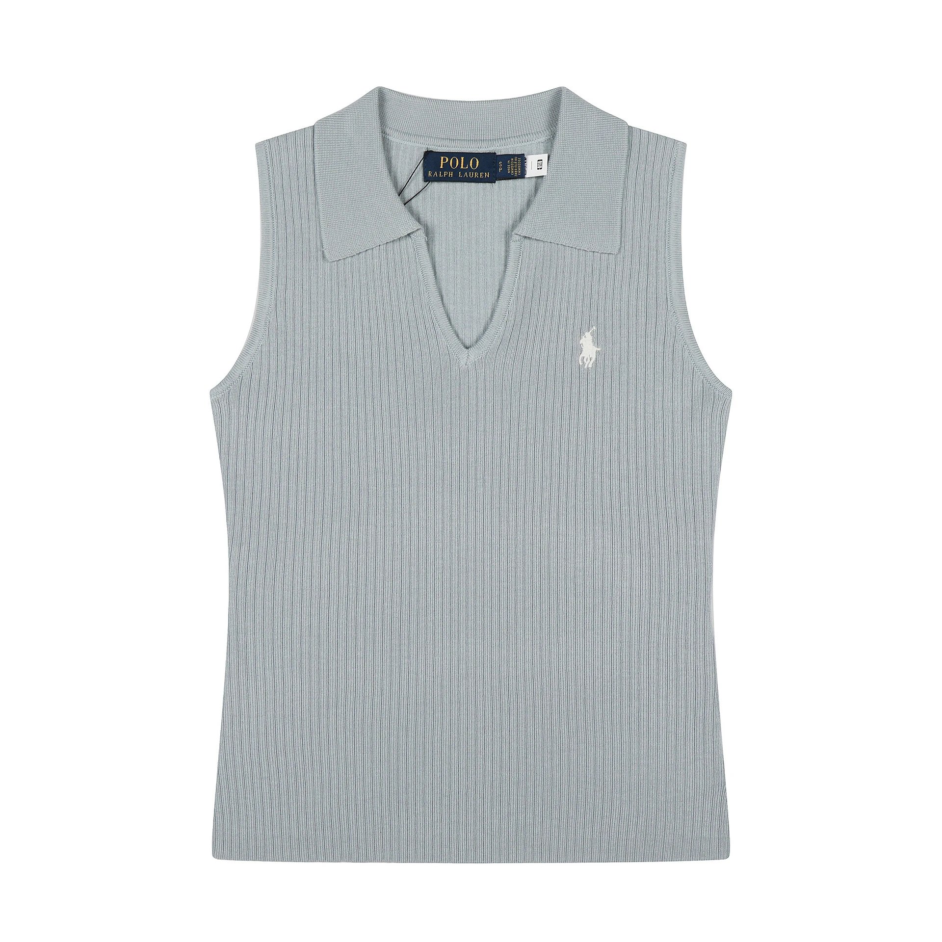 Polo Ralph Lauren Ribbed Knit Sleeveless Polo in Lavender Tops.polo - 9