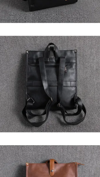 Design Minimalist Leather Messenger Bag Black Crossbody Bags - 14
