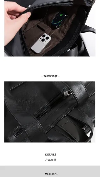 Design Minimalist Leather Messenger Bag Black Crossbody Bags - 22