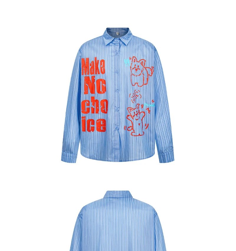Design Striped Graphic Shirt Blue - 5