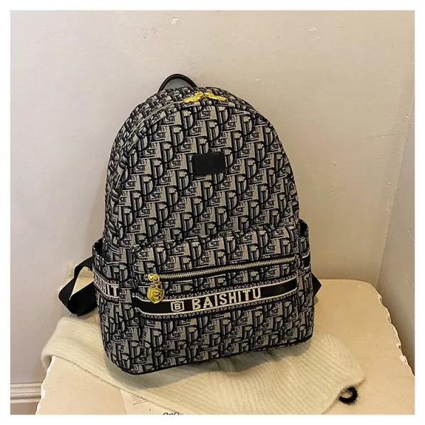 Design EAISHIU Monogram Print Mini Backpack Set Black / White Backpacks - 22
