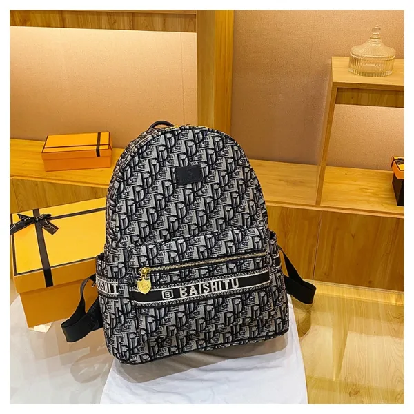 Design EAISHIU Monogram Print Mini Backpack Set Black / White Backpacks - 37
