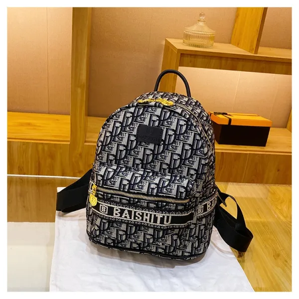 Design EAISHIU Monogram Print Mini Backpack Set Black / White Backpacks - 43