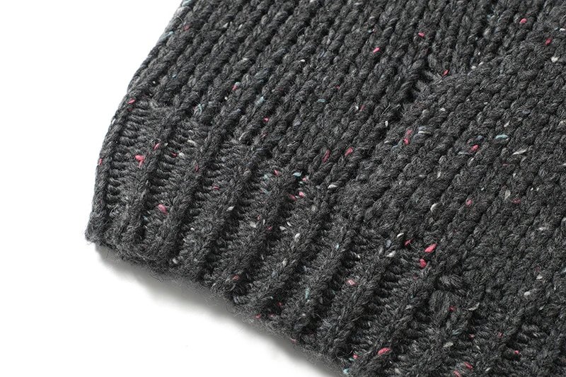 Design Knit Zip-Up Hoodie Charcoal Gray Sweater - 8
