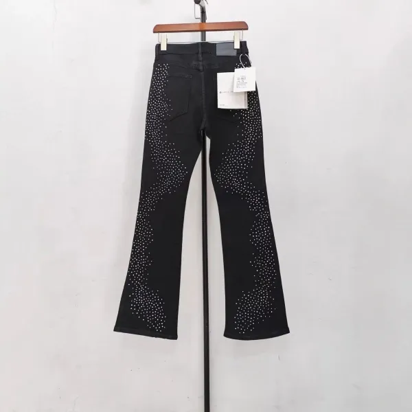 Design Abstract Paint Splatter Washed Denim Jeans - 16