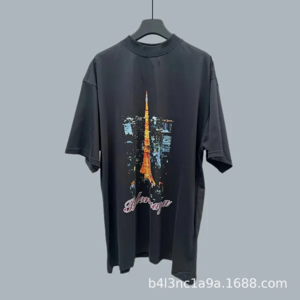 Balenciaga Tokyo Tower Graphic Black T-Shirt - 1