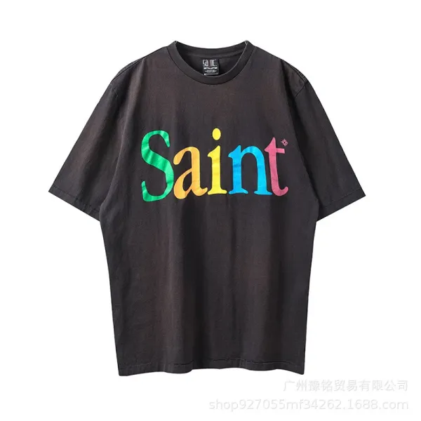 Design Saint Saint Rainbow Logo Black T-Shirt T-Shirts - 1