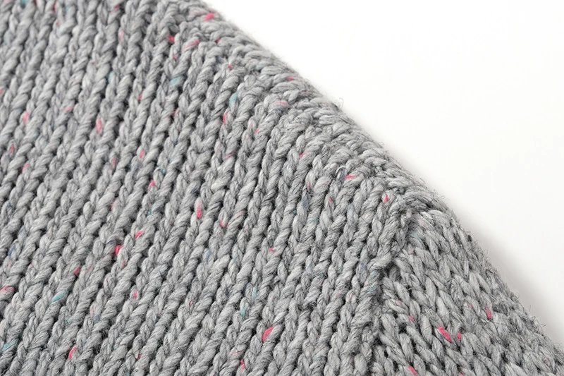 Design Knit Zip-Up Hoodie Charcoal Gray Sweater - 14