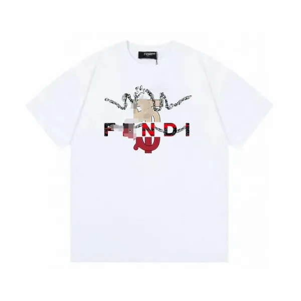 Fendi Chain Logo Graphic T-Shirt White - 1