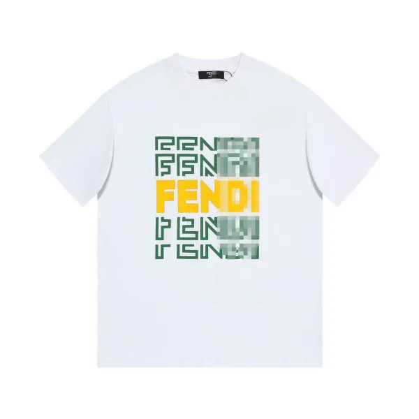 Fendi Pixelated Logo Print White T-Shirt - 1