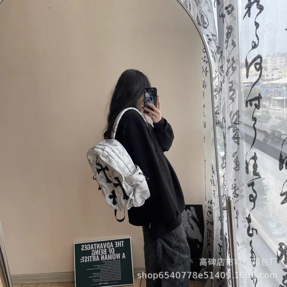 Chrome Hearts Marble Cross Print Backpack - 8