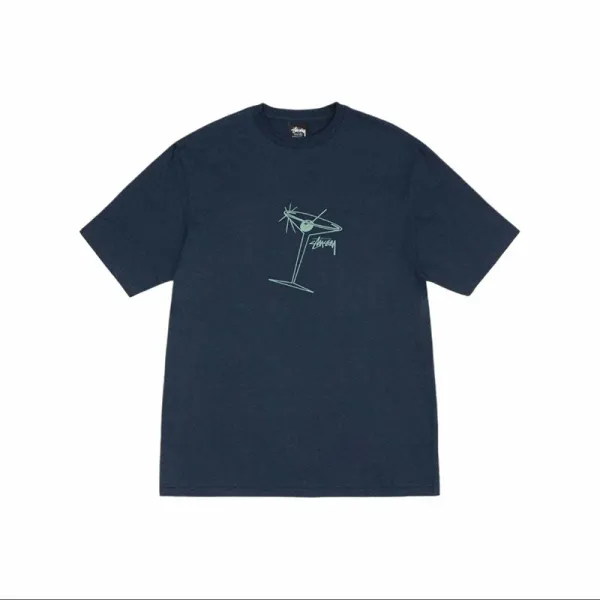 Stussy Martini Glass T-Shirt Navy - 1