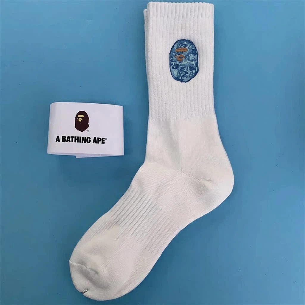 A Bathing Ape Shark Embroidered Socks Beige - 5