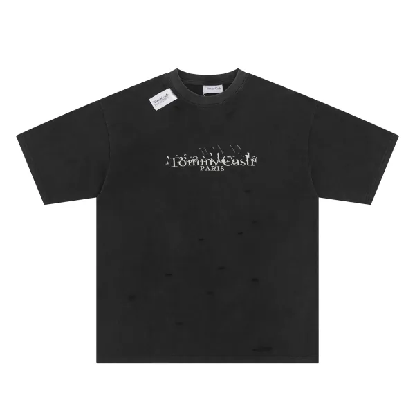Design Tommy Cash Distressed Logo Tee Black T-Shirt T-Shirts - 1