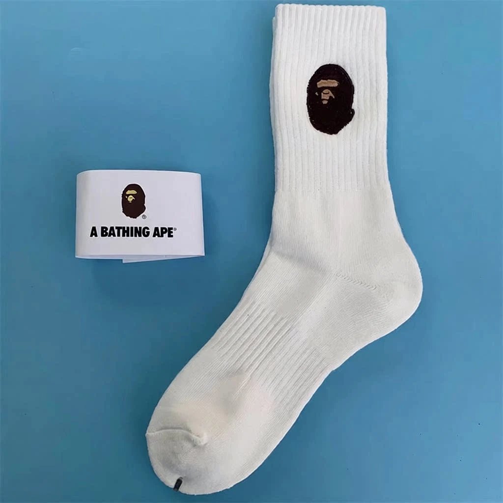 A Bathing Ape Shark Embroidered Socks Beige - 6