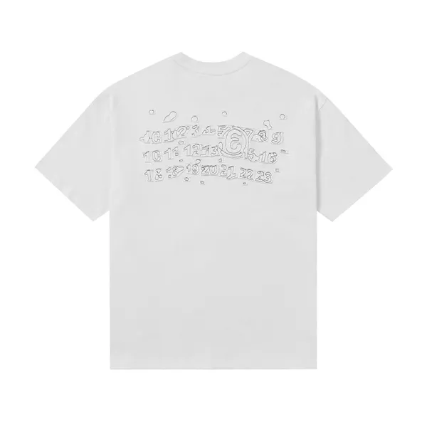 Design Numeric Outline T-Shirt White - 1