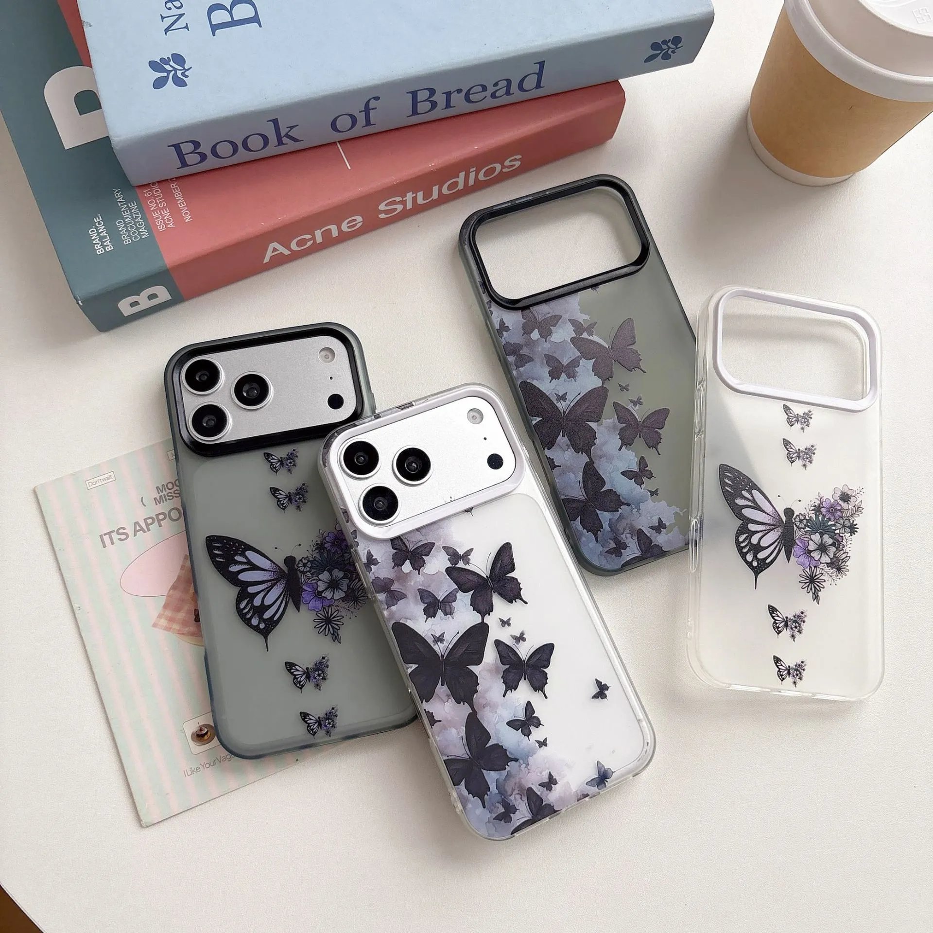Design Butterfly Floral Print Transparent Phone Case - 8