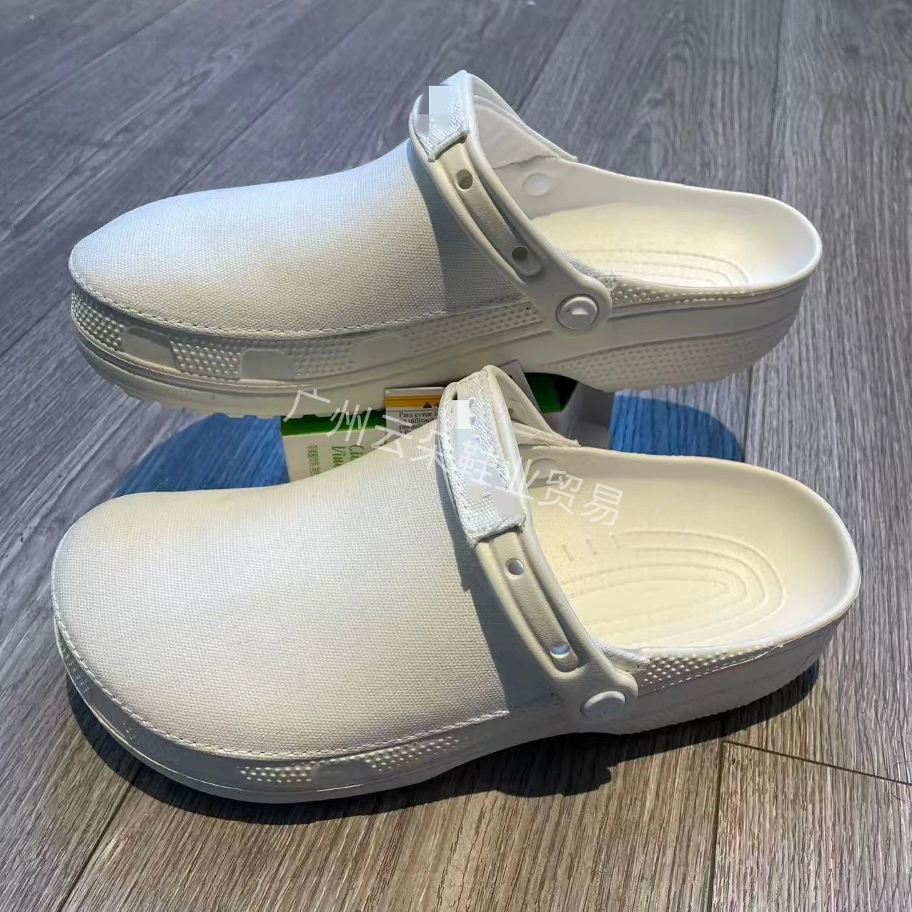Crocs Clog Black Canvas-Upper Work Clogs Sandals - 6