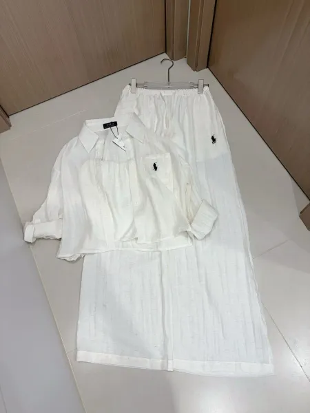 Polo Ralph Lauren Linen Shirt and Pants Set White - 1