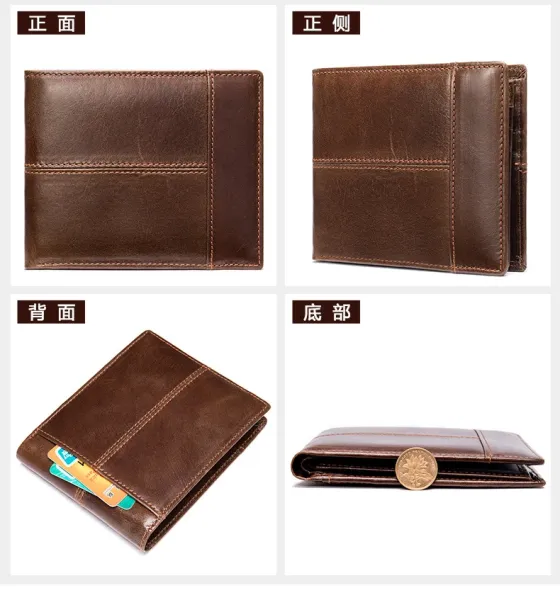 Design Crocodile-Embossed Leather Short Wallet Black - 24