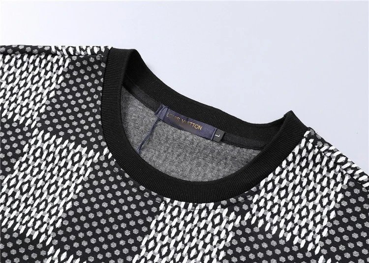 Design Woven Texture Black T-Shirt and Shorts Set - 7