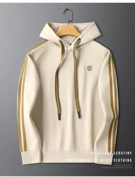 Design Hoodie and Sweatpants Set Black with Gold Trim Tracksuit - 7
